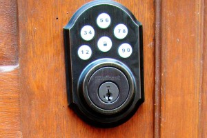 A keypad makes it easy to lock and unlock the front door without a key.